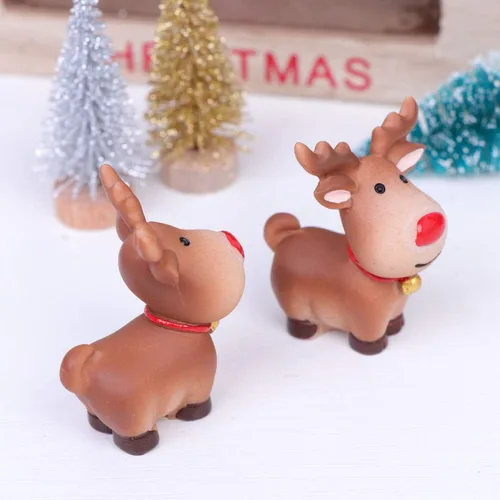Miniatura 8 de Happyyami 5 figuras de reno de Navidad de alce en miniatura, decoraciones de alce de resina, adornos de escritorio para celebración de Navidad