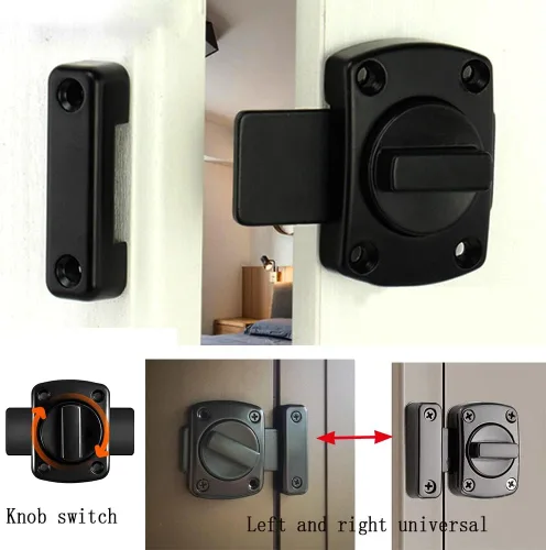 Miniatura 3 de KAFENDA Cerradura de puerta de baño Perno de ventana Gabinete de ventana Pestillo de seguridad giratorio Aleación de zinc con tornillo negro
