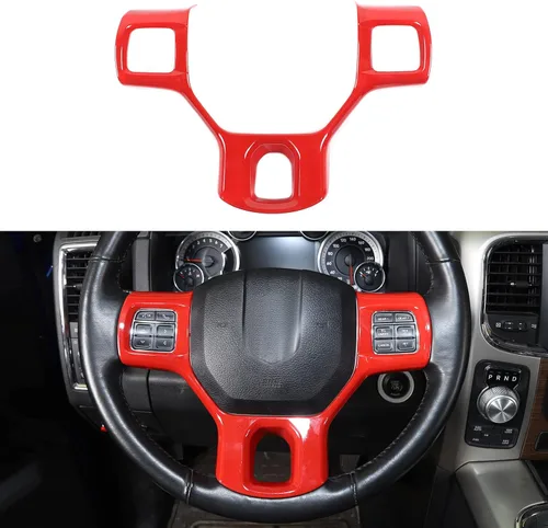 Miniatura 3 de Hoolcar Cubierta Interior del Volante ABS con Ajuste de Fibra de Carbono para Accesorios Dodge RAM 1500 2010-2017, Rojo Fibra de carbono roja