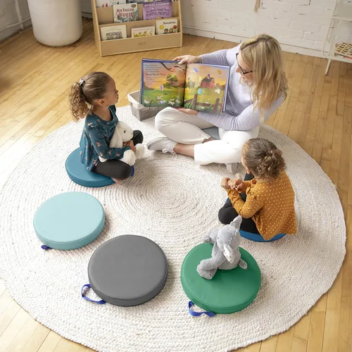 Miniatura 12 de ECR4Kids SoftZone - Cojines de suelo, redondos, asientos flexibles, contemporáneos, 6 piezas