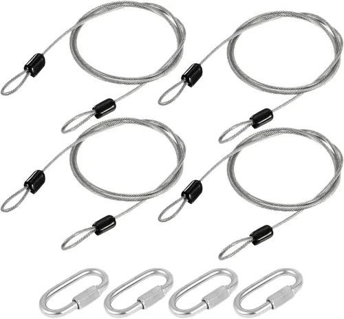 Miniatura 7 de MECCANIXITY Cable de seguridad 2.5mmx1m Cuerda de bloqueo de acero recubierto de plástico negro 4 piezas con 0.138 in de grosor rápido bloqueo
