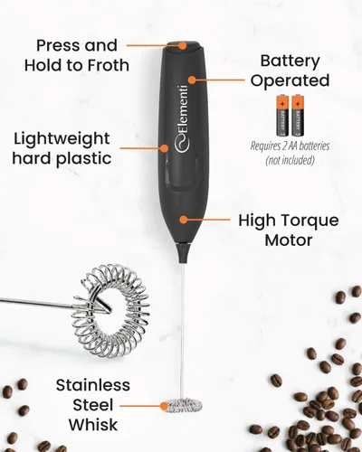 Miniatura 3 de Elementi Potente Varita Espumadora – Espumador de Leche Ligero y Mezclador de Bebidas Manual, Batidor Matcha para Lattes de Ensueño, Potente Varita