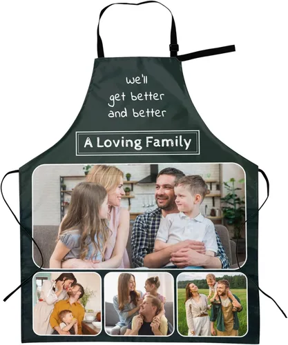 Miniatura 12 de Delantales personalizados con dos bolsillos para mujeres y hombres, delantales personalizados impresos con texto fotográfico para cocinero de cocina