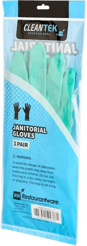 Miniatura 2 de Restaurantware Guantes de limpieza verdes, 10 pares de guantes de nitrilo de 15 mil de grosor, pequeños y resistentes con puño largo, forro