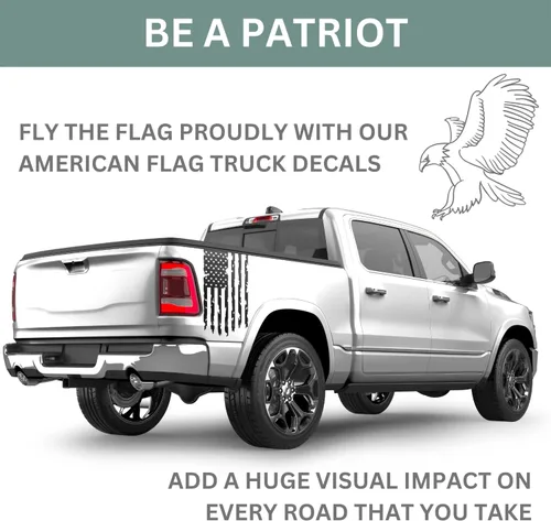 Miniatura 3 de Aldera Graphics Calcomanía de vinilo con la bandera de Estados Unidos de Estados Unidos envejecida compatible con la mayoría de las camionetas
