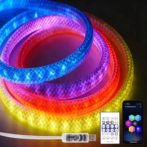 Miniatura 25 de iNextStation RGB Smart IC - Tira de luces LED de neón de 5 V, USB, 16.4 pies 5M, tira de luces de neón flexible, multicolor, IP67, impermeable