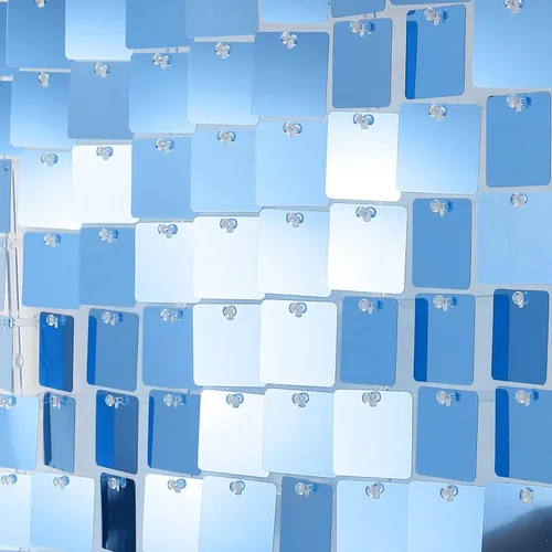 Miniatura 6 de 12 paneles cuadrados de lentejuelas brillantes para pared color azul claro (Baby Blue) telón de fondo decorativo para fiestas de bodas