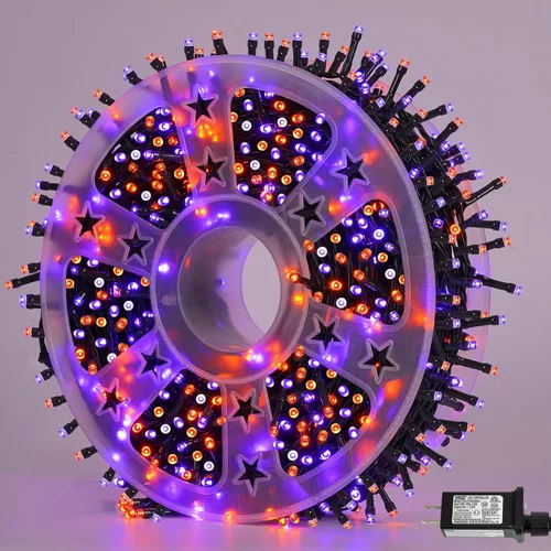 Miniatura 31 de YEGUO 200 luces LED de 66 pies para Navidad, exteriores, impermeables, cadena de luces blancas cálidas para interiores, 8 modos, cable verde, luz