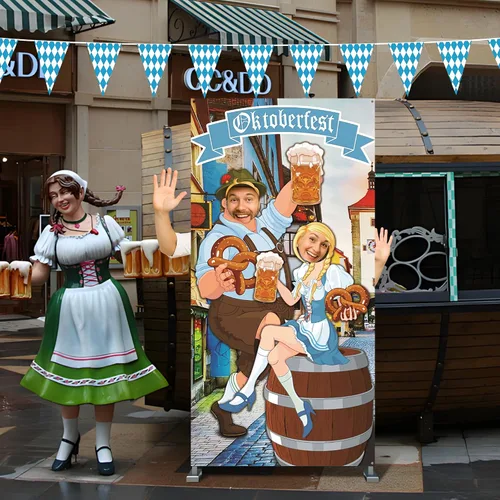 Miniatura 5 de Iceyyyy Juego de accesorios para fotos de Oktoberfest – 6 x 3.3 pies para el Oktoberfest para puerta de fotos y telón de fondo y 22 pies de bandera