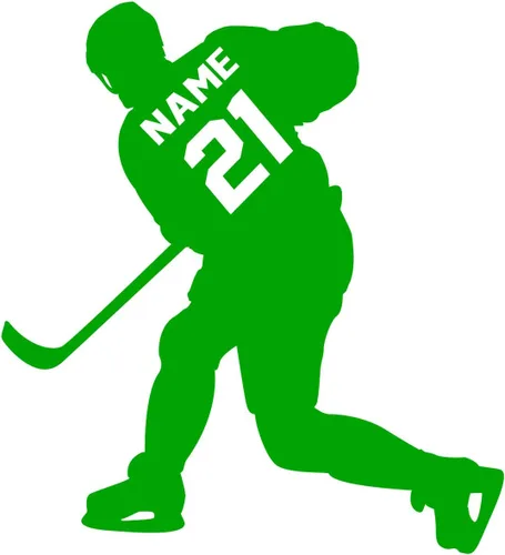 Miniatura 7 de VWAQ - Adhesivo decorativo para pared con diseño de jugador de hockey, personalizable, para habitación de niños, CS23