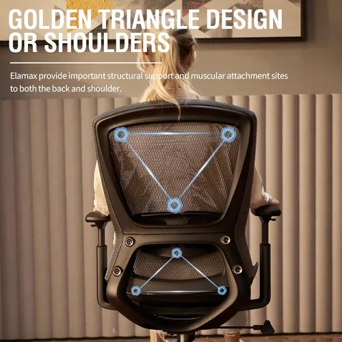 Miniatura 5 de ELABEST T96 - Silla de oficina de malla, silla ergonómica para computadora y escritorio, silla de tarea resistente - Soporte lumbar y apoyabrazos