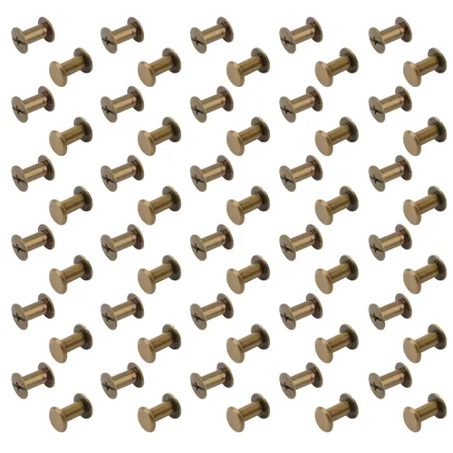 Miniatura 8 de INCREWAY Juego de 60 tornillos Chicago surtidos, tornillos de fijación de 0.197 in x 0.591 in, remaches de cuero de bronce M5, cabeza cruzada