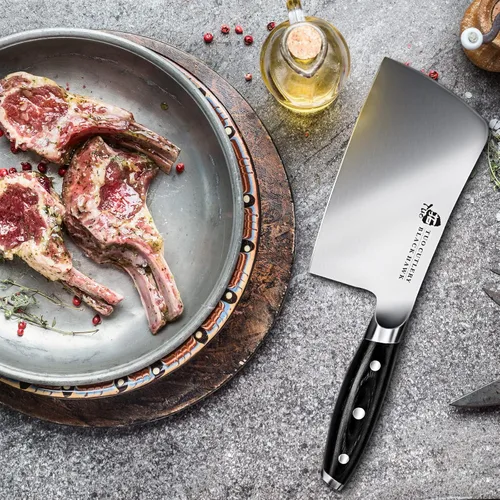 Miniatura 5 de TUO - Cuchillo de cortar de 6 pulgadas para cortar carne - Cuchillo carnicero resistente, de acero alemán de alto carbono - Mango de madera de Pakka