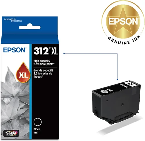 Miniatura 2 de EPSON 312 Claria Photo HD Ink Cartucho negro de alta capacidad (T312XL120-S) funciona con Expression Photo XP-8500, XP-8600, XP-8700, XP-15000