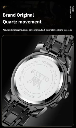 Miniatura 8 de OLEVS Relojes para hombre, resistente al agua, de lujo, gran cara, reloj analógico de cuarzo de acero inoxidable, relojes de vestir analógicos