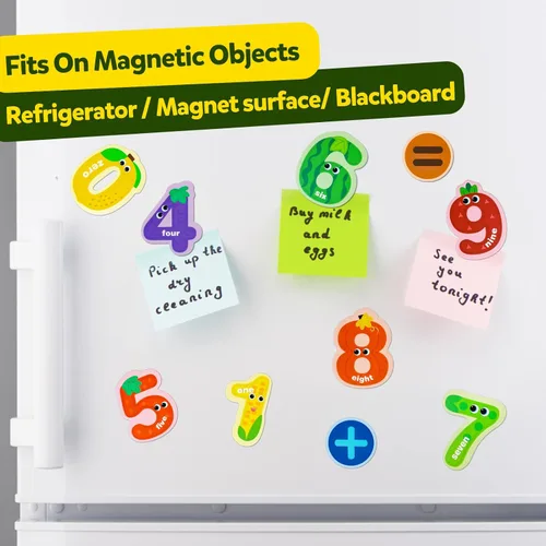 Miniatura 5 de JCREN Imanes de nevera con números magnéticos jumbo, con forma de fruta colorida, número de matemáticas, juego de juguetes de aprendizaje