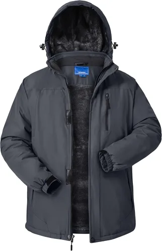 Miniatura 7 de Chaquetas de invierno para hombre, abrigos de esquí cálidos impermeables con capucha para clima frío