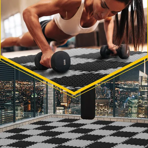 Miniatura 6 de Ecally 100 piezas 12 x 12 alfombrillas de espuma para gimnasio, cubiertas de piso para gimnasio en casa, 96 pies cuadrados, alfombras cuadradas