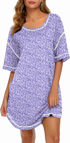 Miniatura 8 de Ekouaer Camisones para Mujeres Camisa de Dormir Suave de Manga Corta Camisa de Noche de Talla Grande Ropa de Dormir Cómoda Vestido de Dormir