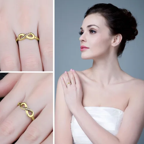 Miniatura 50 de JewelryPalace - Anillos de plata de ley 925 chapados en oro rosa, amarillo o blanco de 14 K para mujer, de compromiso, con circonia cúbica, de boda