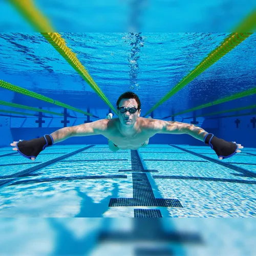 Miniatura 4 de 2 pares de guantes acuáticos de natación, guantes de entrenamiento de natación de mano, guantes de natación para hombres y mujeres, guantes de malla