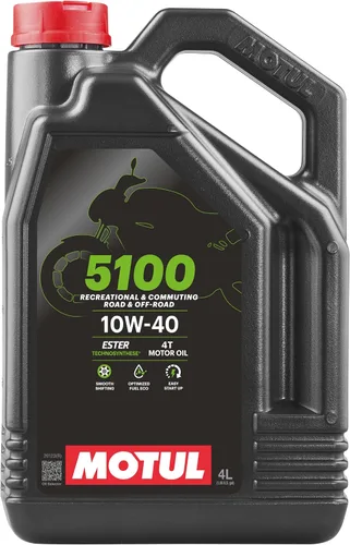 Motul 5100 4T 10W40 - Aceite de motocicleta de alto rendimiento Technosynthese® con tecnología de éster - 4L 10W x 40L