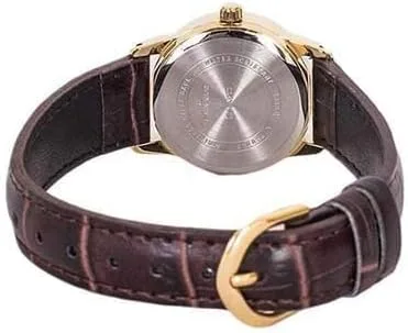 Miniatura 3 de EAW-LTP-V002GL-9BUDF Casio LTPV002GL-9B Reloj de cuarzo de cuero marrón para mujer, Reloj de cuarzo
