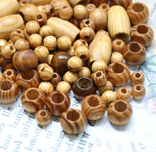 Miniatura 6 de BetterJonny 180 cuentas de madera natural de agujero grande, cuentas espaciadoras redondas de madera para macramé, pulseras de joyería, manualidades
