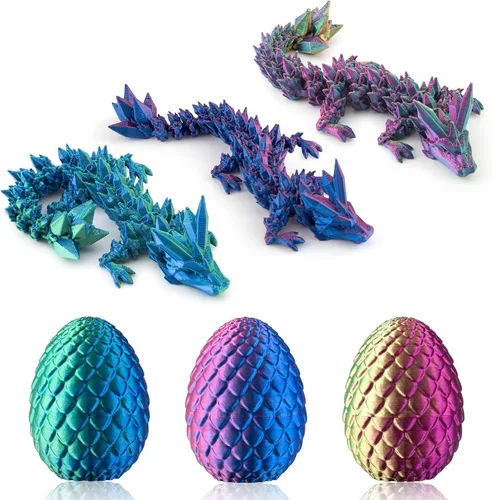 Miniatura 8 de Dxldfks Dragón impreso en 3D con huevo, pequeños huevos de dragón de cristal articulados para cestas de Pascua, decoración del hogar y la oficina