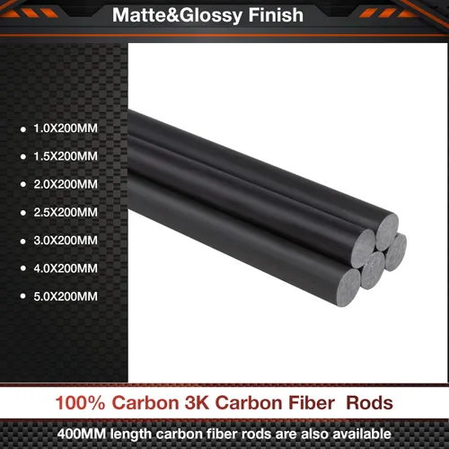 Miniatura 10 de Varilla de Fibra de Carbono de 400mm x 1.0mm 1.5mm 2.0mm 2.5mm 3.0mm 4.0mm 5.0mm 5 Piezas para Avión RC Manualidades DIY Barra Mate de 2mm 400mm