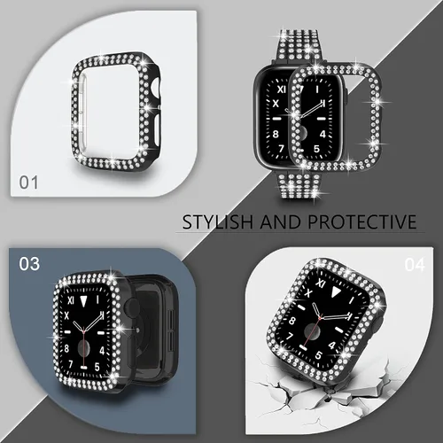 Miniatura 4 de QVLANG - Correa para Apple Watch de 1.496 in, 1.575 in, 1.654 in, 1.732 in (38, 40, 42 y 44 mm), serie 5/4/3/2/1, Serie de correa ostentosa