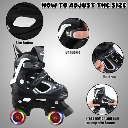 Miniatura 2 de Nattork - Patines de ruedas para niños y niñas, 4 tamaños, patines ajustables con ruedas iluminadas, divertidos patines para niños pequeños
