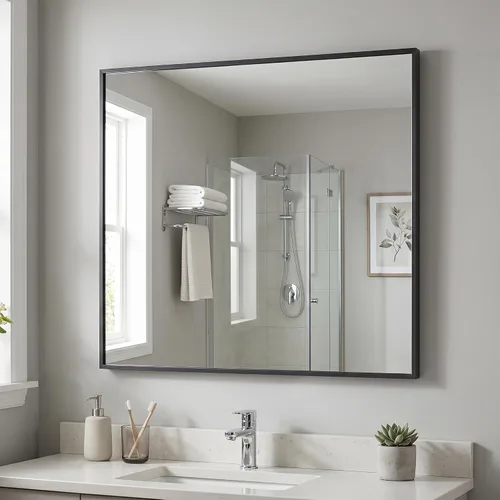 Miniatura 26 de BEAUTYPEAK Espejo de pared rectangular dorado de 24 x 36 pulgadas con marco de metal, se cuelga horizontal o vertical para sala de estar