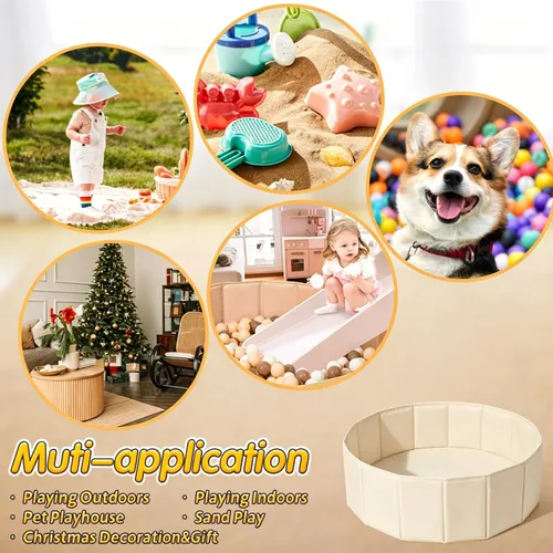 Miniatura 7 de Pozo de pelotas para bebés, bebés, perros, gatos, niños pequeños, tienda de campaña plegable, corralito de juegos con bolsa de almacenamiento, Beige