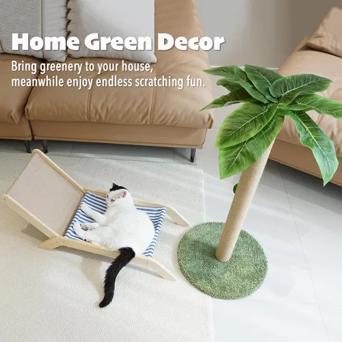 Miniatura 6 de PETKARAY Poste rascador para gatos, poste rascador de palmera de 36 pulgadas de alto, rascador de sisal para gatos con bola de juguete para gatitos