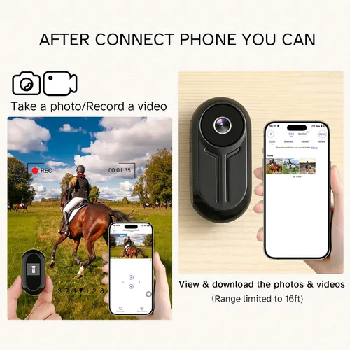 Miniatura 6 de Cámara corporal 2K, cámara de acción con pulgar POV con tarjeta de 32 GB, múltiples accesorios y aplicación para deportes, esquí, viajes