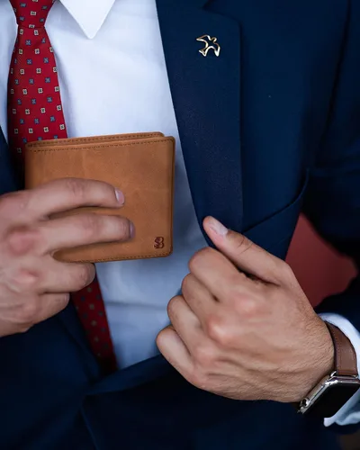 Miniatura 2 de SERMAN BRANDS Cartera de 2 ventanas de identificación para hombres con bloqueo RFID, tapa plegable, cartera de viaje de capacidad adicional