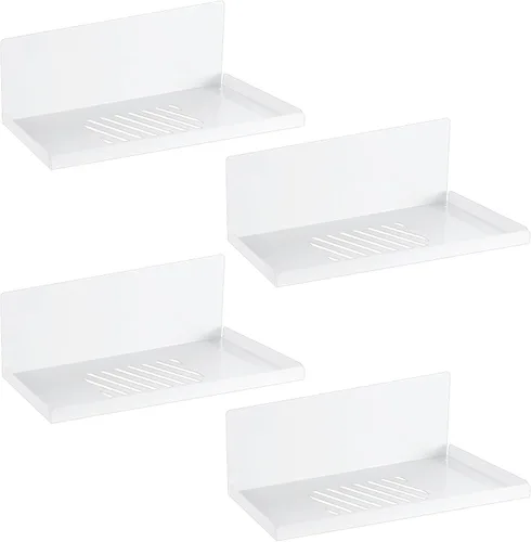 Miniatura 8 de Therwen Paquete de 4 estantes magnéticos para tablero de clavijas, organizador de pared, estante de metal con bandeja de acero, accesorios Negro