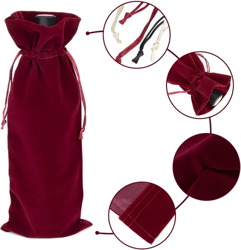 Miniatura 3 de TopTie 12 bolsas de terciopelo para botella de vino de 25.4 fl oz, bolsas de cordón de 6.3 x 15 pulgadas, accesorios de fiesta de boda
