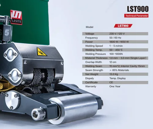 Miniatura 4 de Máquina de soldadura de geomembrana HDPE Soldador de cuña caliente Herramienta de soldadura de superposición de 1800W para 0.039-0.118 in Liner