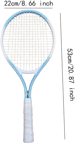 Miniatura 3 de predolo Raqueta de tenis con agarre cómodo y cuerdas de nailon para práctica de playa, azul y blanco