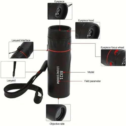 Miniatura 5 de Telescopio monocular compacto de alta potencia, tubo individual portátil de aumento 8X para senderismo, observación de aves, observación