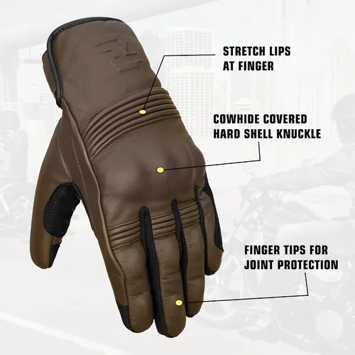 Miniatura 2 de Guantes de motocicleta de cuero SATHIND para hombres y mujeres Pantalla táctil Dedo completo Guantes de motocicleta de piel de cabra