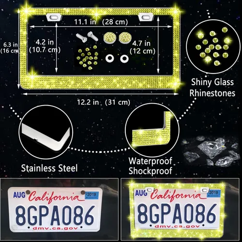 Miniatura 5 de NBTEPEM 27 piezas de juego de accesorios brillantes para auto en color aguamarina para mujeres, fundas para volante de ajuste universal de 15