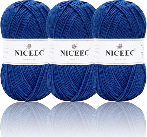 Miniatura 32 de NICEEC Hilo de algodón suave de 3 madejas, 5 capas, mezcla de algodón, suave y resistente, hilo para ganchillo y tejido, manualidades de bricolaje