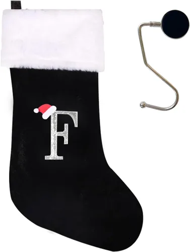 Miniatura 100 de Medias de Navidad de 20 pulgadas con monograma, letras, medias súper suaves grandes de Navidad, medias de monograma rojo para Navidad, regalo
