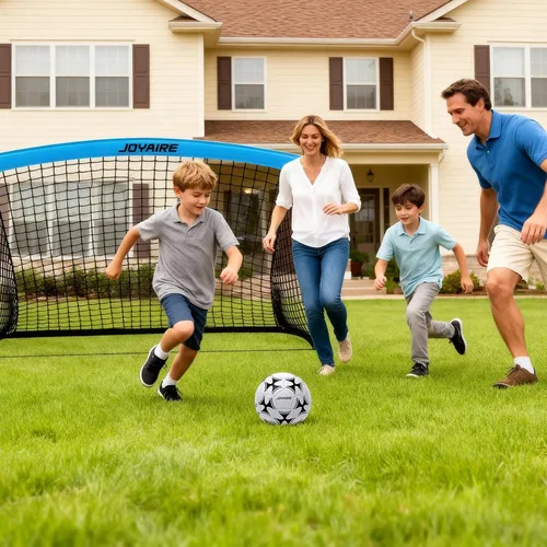Miniatura 7 de Portería de fútbol para niños de nivel profesional en el patio trasero, red de fútbol de poliéster de 5 capas resistente a desgarros y postes de 10