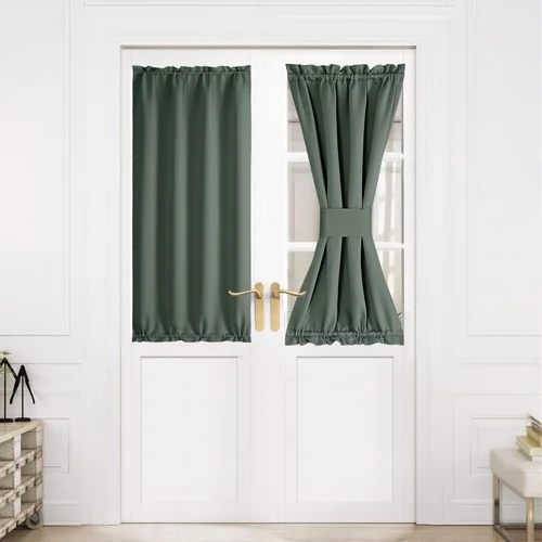 Miniatura 150 de NICETOWN Cortinas opacas unicolor con aislamiento térmico para puerta francesa, granja, oscurecimiento de habitación, puertas y ventanas de Marrón