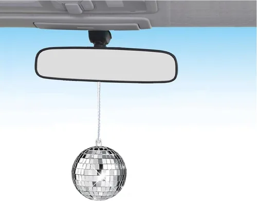 Miniatura 6 de Bola de discoteca rosa, accesorio de coche de bola de discoteca, colgante de espejo retrovisor (rosa)