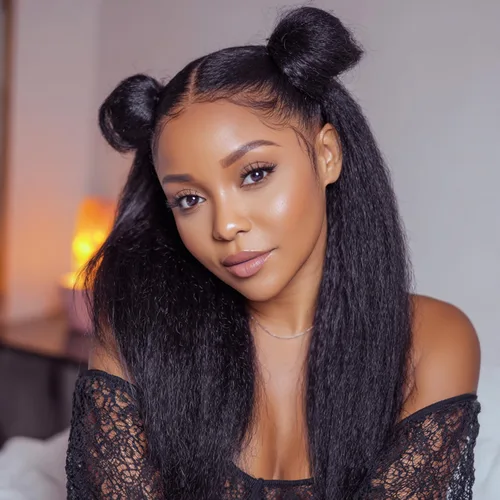 Miniatura 20 de Peluca negra Kinkycurly con borde 4C, cabello humano 4x4 HD encaje afro rizado cierre peluca para mujeres negras encaje precortado sin pegamento